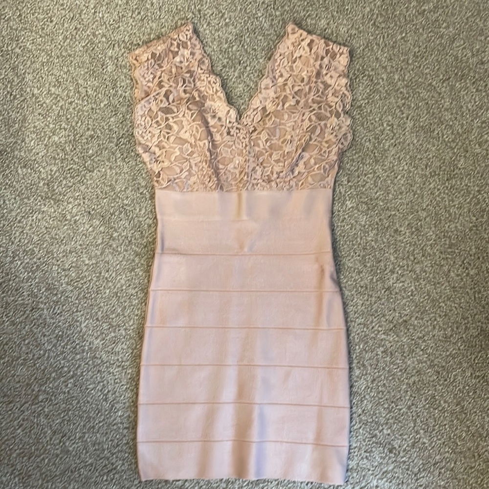 Bebe bodycon dress with lace top